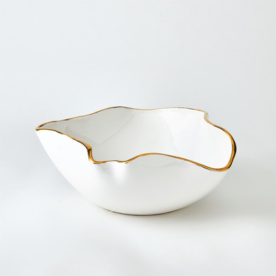 Global Views Currents Bowl - White - Gold