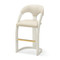 Global Views Delia Bar Stool - Antique White - Milk Leather