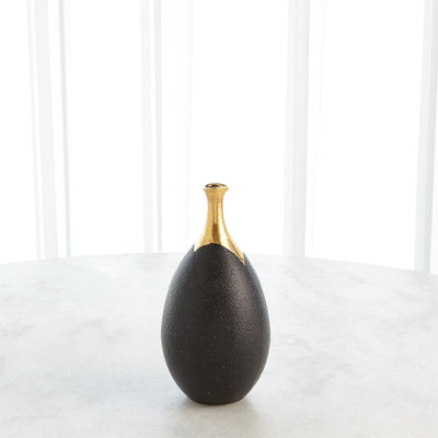 Global Views Dipped Golden Crackle - Black Slender Vase - Sm
