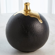 Global Views Dipped Golden Crackle - Black Sphere Vase - Lg