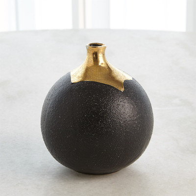 Global Views Dipped Golden Crackle - Black Sphere Vase - Sm