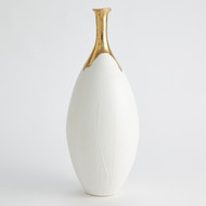 Global Views Dipped Golden Crackle - White Slender Vase - Lg