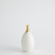 Global Views Dipped Golden Crackle - White Slender Vase - Sm