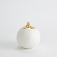 Global Views Dipped Golden Crackle - White Sphere Vase - Lg