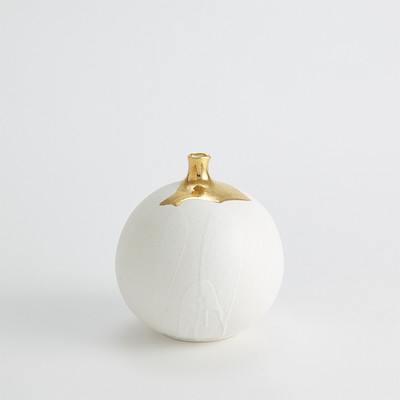 Global Views Dipped Golden Crackle - White Sphere Vase - Lg
