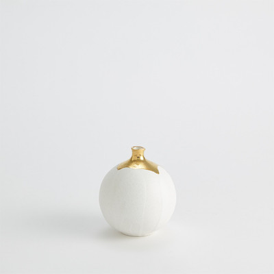 Global Views Dipped Golden Crackle - White Sphere Vase - Sm