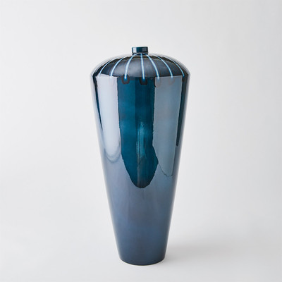 Global Views Domed Vase - Reactive Blue - Wide