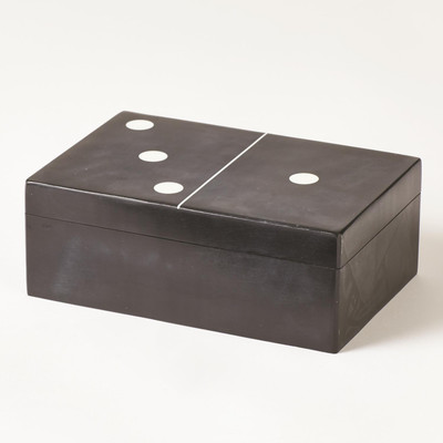 Global Views Dominoes Box - Black w - White Dots - Lg