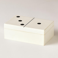 Global Views Dominoes Box - White w - Black Dots - Lg