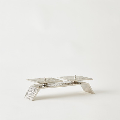 Global Views Double Torch Candleholder - Nickel