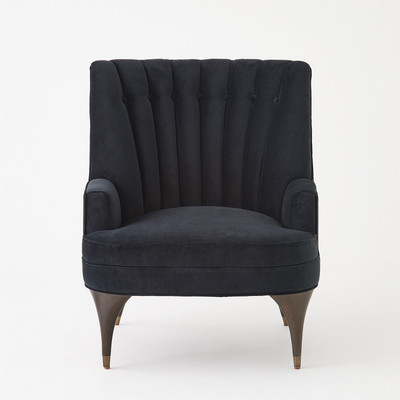 Global Views Duncan Chair - Black Velvet