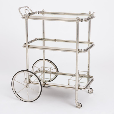 Global Views English Bar Cart and Tea Trolley - Nickel
