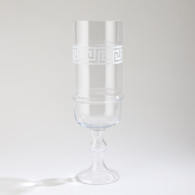 Global Views Etched Greek Key Vase - Hurricane - Tall