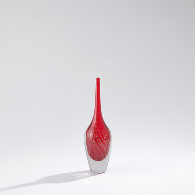 Global Views Flecked Spire Bottle - Red - Sm