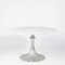 Global Views Flute Table 48 White Marble Top w - 26 Silver Leaf Base