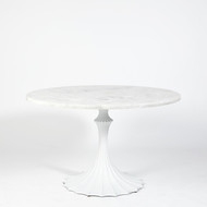 Global Views Flute Table 48 White Marble Top w - 26 White Base