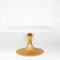 Global Views Flute Table 60 White Marble Top w - 34 Gold Leaf Base