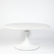 Global Views Flute Table 60 White Marble Top w - 34 White Base