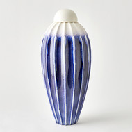 Global Views Fluted Jar w - Lid - Cobalt - Sm