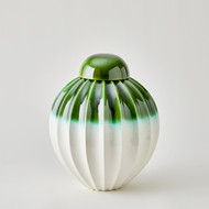 Global Views Fluted Jar w - Lid - Emerald - - Wide