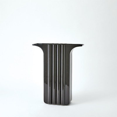Global Views Flying Column Vase - Black - Wide