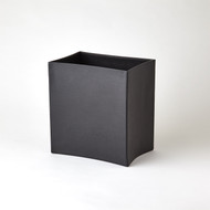Global Views Folded Leather Wastebasket - Black