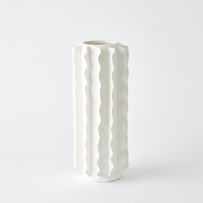 Global Views Frilled Vase - Matte White - Lg