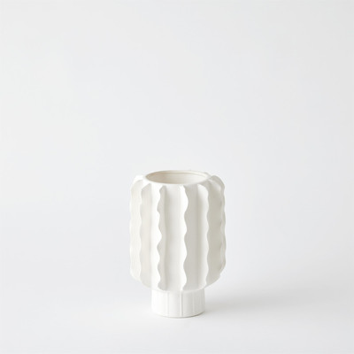 Frilled Vase Matte White - Large - Thumbnail 4