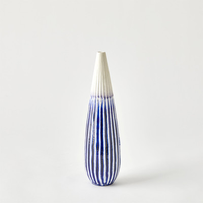 Global Views Furrow Taper Vase - Cobalt - Sm