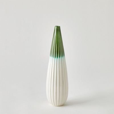 Global Views Furrow Taper Vase - Emerald - Sm