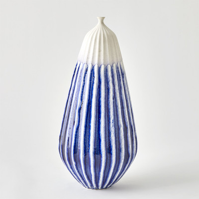 Global Views Furrow Vase - Cobalt - Lg