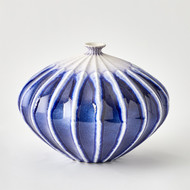 Global Views Furrow Vase - Cobalt - Wide