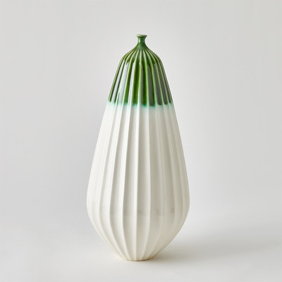 Global Views Furrow Vase - Emerald - Lg