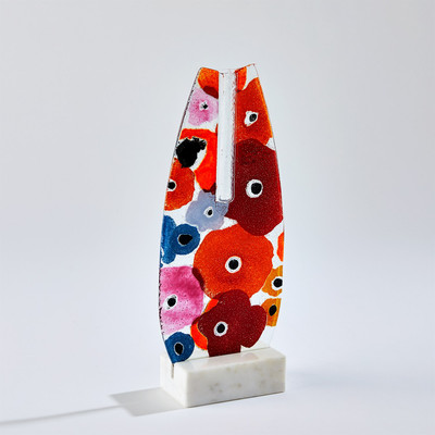 Global Views Fused Floral Flat Vase - Bright