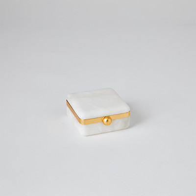 Global Views Gold Band Swivel Alabaster Box - Sm