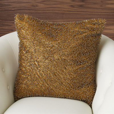 Global Views Golden Beaded Shag Pillow