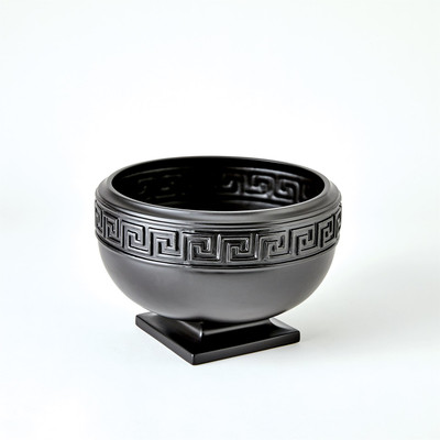 Global Views Greek Key Bowl - Black
