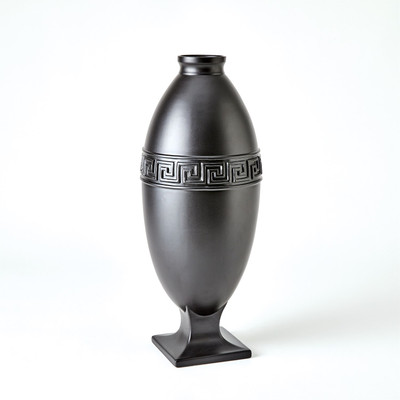 Global Views Greek Key Vase - Black - Lg