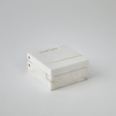 Global Views Hinged Alabaster Box - White - Sm