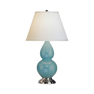 Small Double Gourd Table Lamp - Antique Silver - Egg Blue
