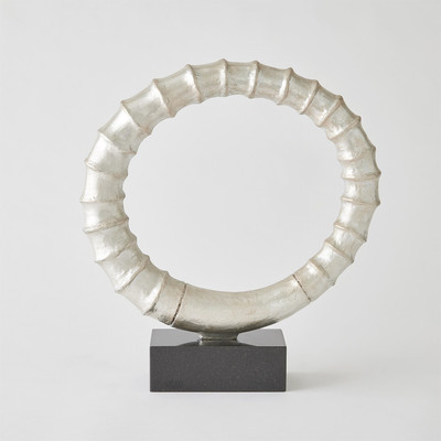 Global Views Infinity Horn Sculpture - Silver Leaf