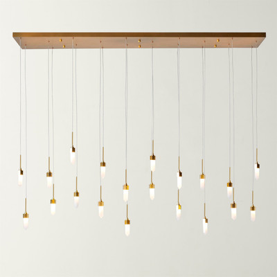 Global Views Leo Chandelier - 20 Drop Rectangle - Satin Brass
