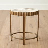 Global Views Liberty Accent Table - Vintage Brass - Calacatta Gold Marble