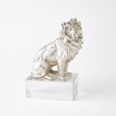 Global Views Lion Sculpture - Nickel - Crystal