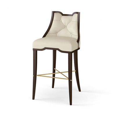 Global Views Logan Bar Stool - Walnut - Milk Leather