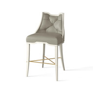 Global Views Logan Counter Stool - Antique White - Chesterfield Grey Leather