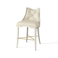Global Views Logan Counter Stool - Antique White - Milk Leather