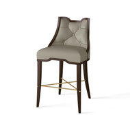 Global Views Logan Counter Stool - Walnut - Chesterfield Grey Leather