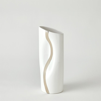 Global Views Loose Stripe Vase - Platinum - Sm
