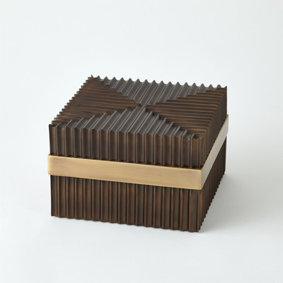 Global Views Magic Flute Square Box - Brass - Bronze